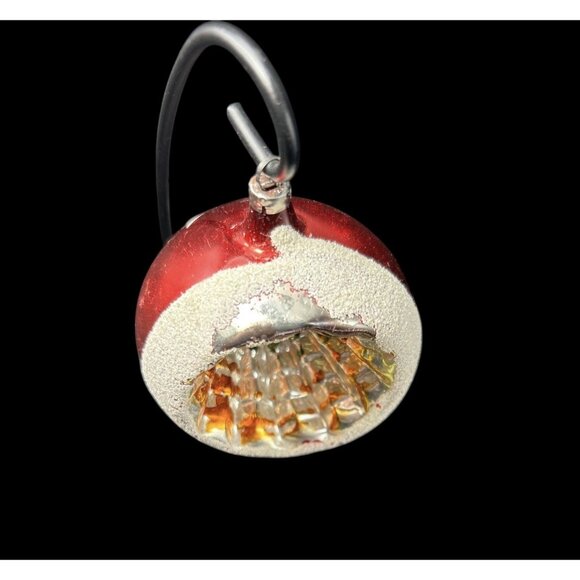 Poland Mercury Glass Indent Reflective Hand Painted Christmas Ornament 3.25" Vtg - Picture 3 of 9